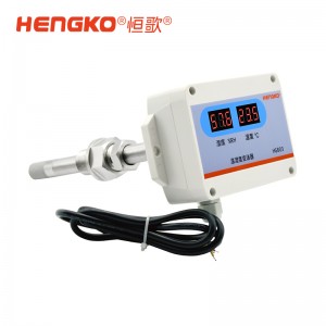 4-20mA 不銹鋼法蘭探頭 帶顯-HG803-4W4P管道式溫濕度傳感器工業(yè)級(jí)